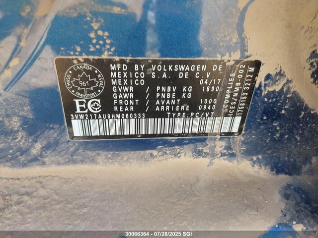 3VW217AU9HM060333 Volkswagen 1.8 tsi