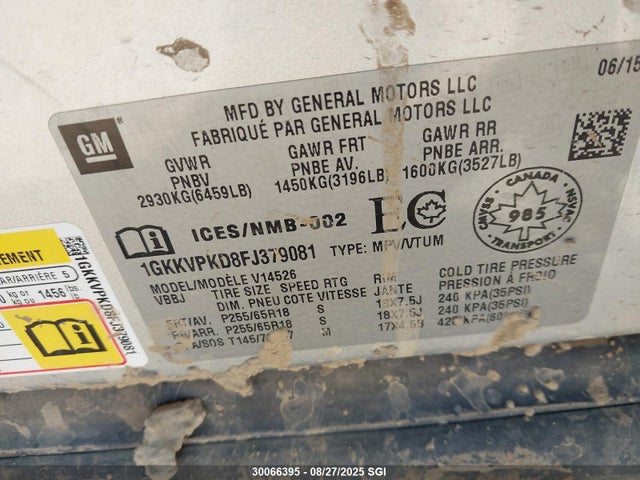 1GKKVPKD8FJ379081 GMC llt