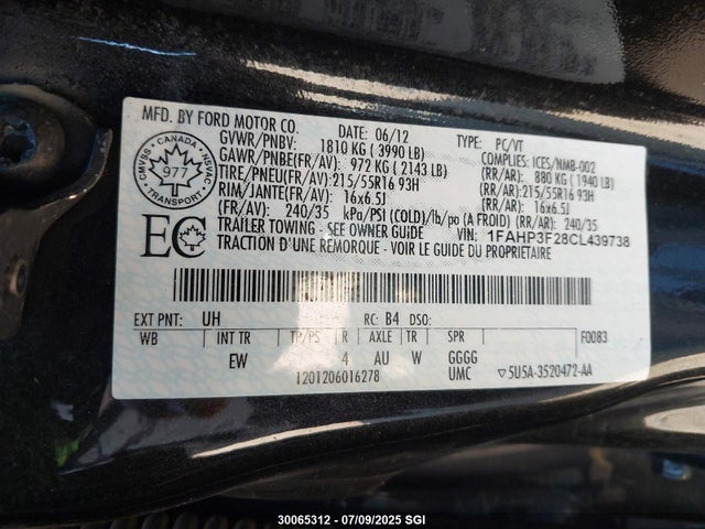 Aukcja sprzedaży 2012 Ford Focus Se, vin: 1FAHP3F28CL439738, numer aukcji: 30065312