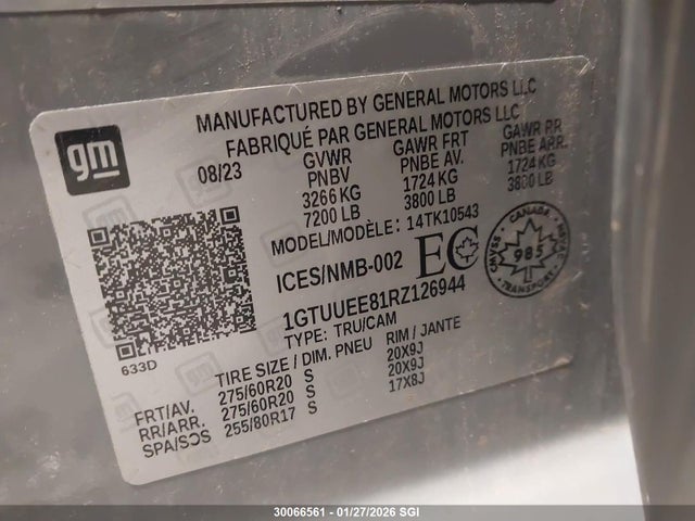 1GTUUEE81RZ126944 GMC Sierra K1500 At4