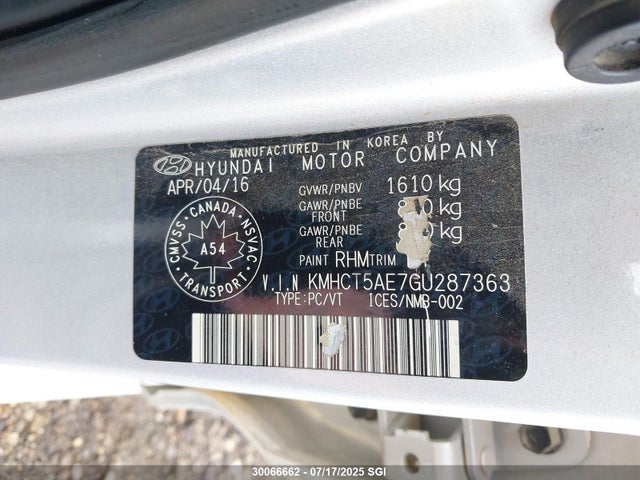 KMHCT5AE7GU287363 Hyundai dohc gdi gamma