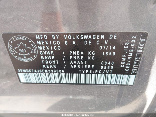 3VWDK7AJ8EM330806 Volkswagen 2014