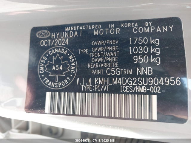 Hyundai mpi nu pe 2025 KMHLM4DG2SU904956 Image 9