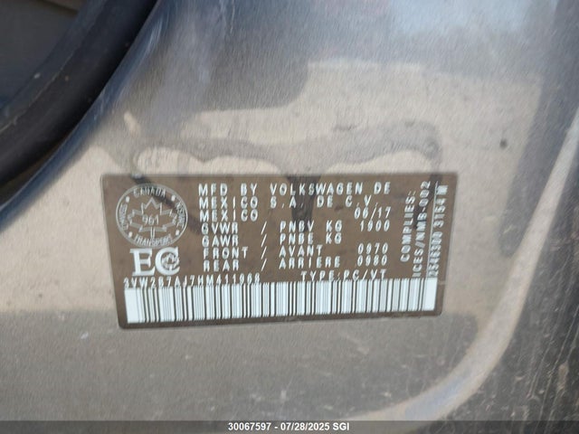 Aukcja sprzedaży 2017 Volkswagen Jetta S, vin: 3VW2B7AJ7HM411968, numer aukcji: 30067597