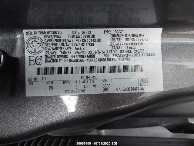 1FADP3K29EL113440 Ford 2014