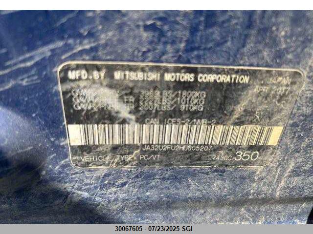 JA32U2FU2HU605207 Mitsubishi 2.0 dohc mivec