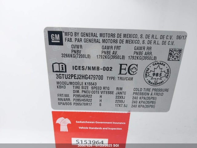3GTU2PEJ2HG479700 GMC l86 - sidi: spark ignited direct injection, vvt: variable valve timing, afm, e85 max, alum