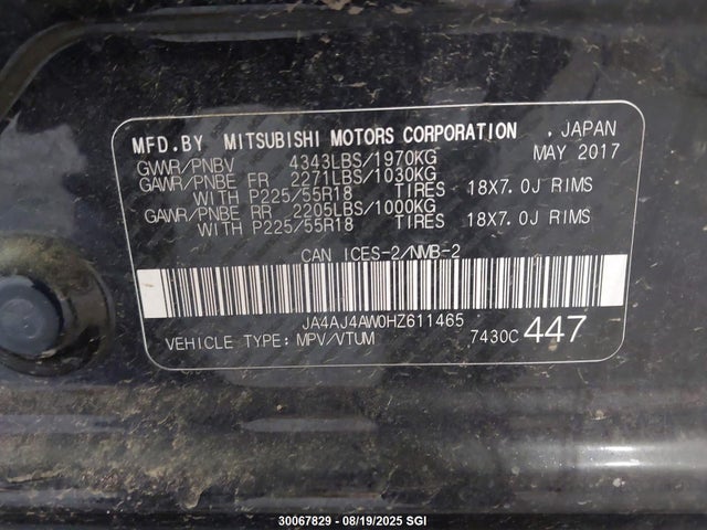 JA4AJ4AW0HZ611465 Mitsubishi 2.4 dohc mivec