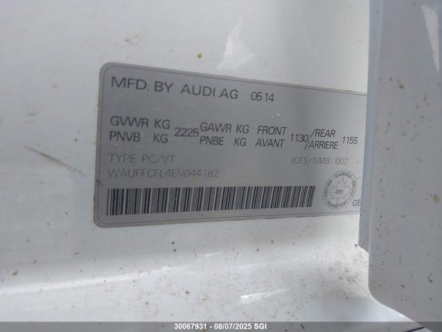 Audi flex fuel engine 2014 WAUFFCFL4EN044182 Image 9