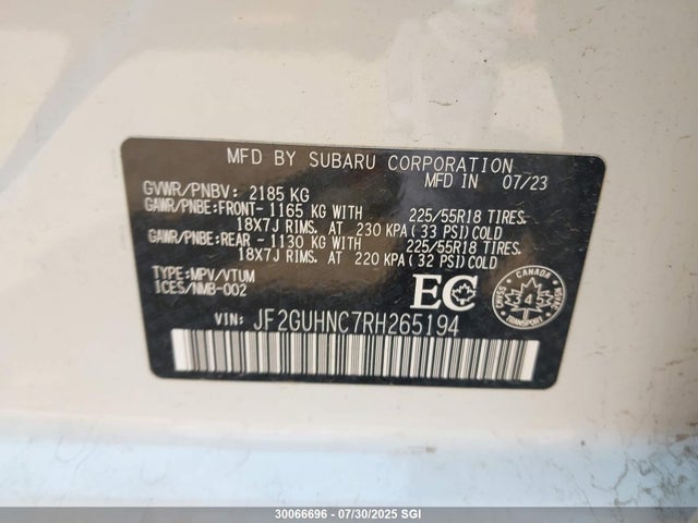 JF2GUHNC7RH265194 Subaru na