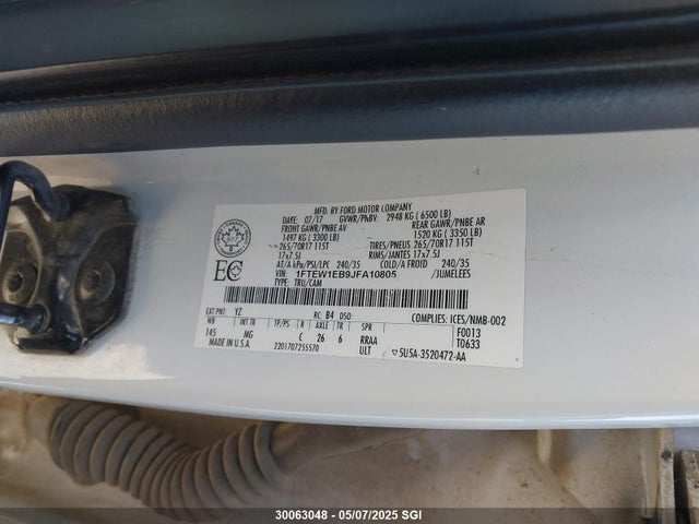 Ford 3.3l tivct 2018 1FTEW1EB9JFA10805 Image 9