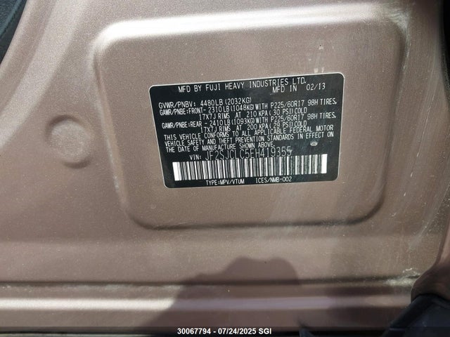 JF2SJCLC5EH419355 Subaru 2.5na c0