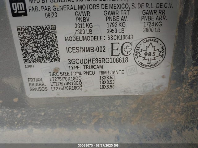 3GCUDHE86RG108618 Chevrolet lz0