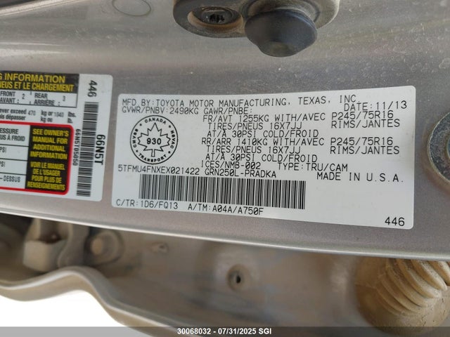5TFMU4FNXEX021422 Toyota 1gr-fe