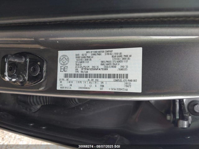 1FTFW1E5XNFA75389 Ford 5.0l-4v