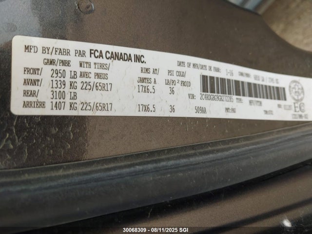 2C4RDGBG9GR272285 Dodge 2016