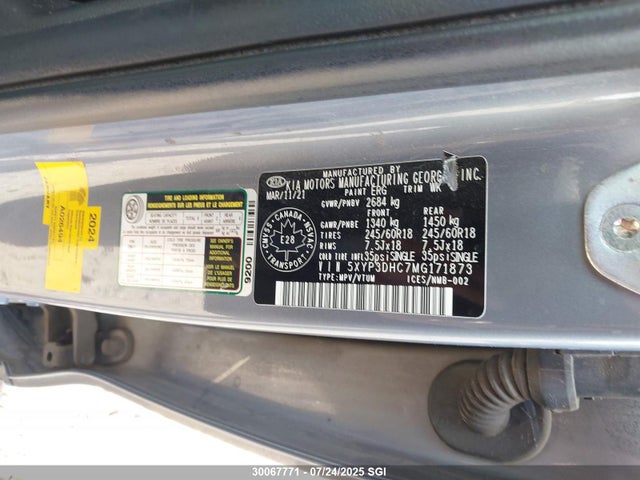 5XYP3DHC7MG171873 KIA kmc gdi lambda-ii