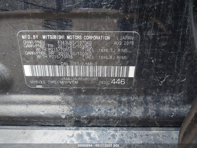 JA4AJ3AU6KU600385 Mitsubishi mivec