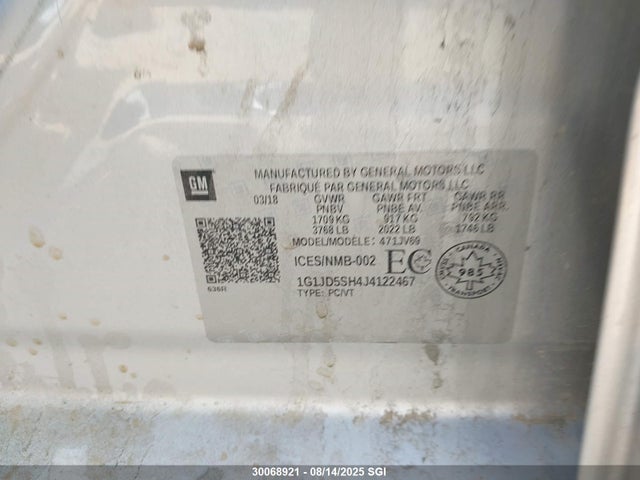 Chevrolet luw - mfi, e85 max 2018 1G1JD5SH4J4122467 Image 9