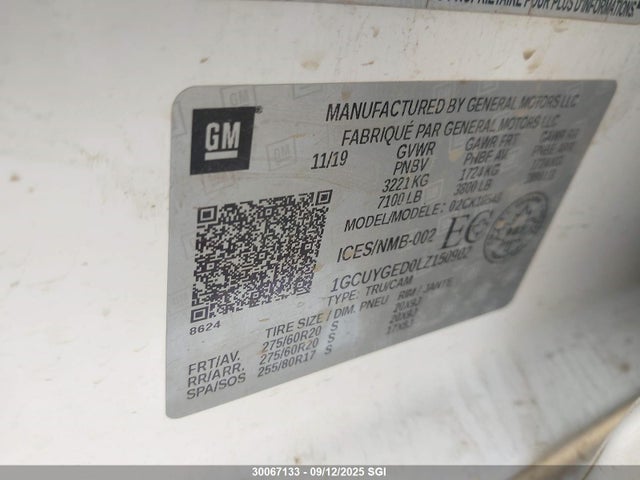 1GCUYGED0LZ150902 Chevrolet l84 - di, dfm, alum, gen 5, var 2