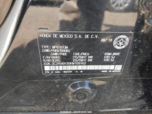 3CZRU6H30KM109162 Honda r18z9