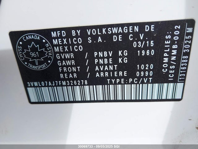 3VWL07AJ7FM326278 Volkswagen Jetta