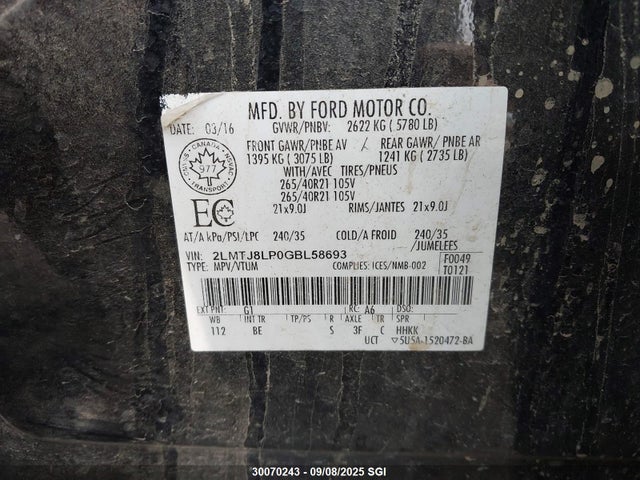 2LMTJ8LP0GBL58693 Lincoln gtdi