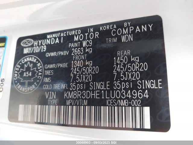 KM8R3DHE1LU034964 Hyundai gdi lambda ii