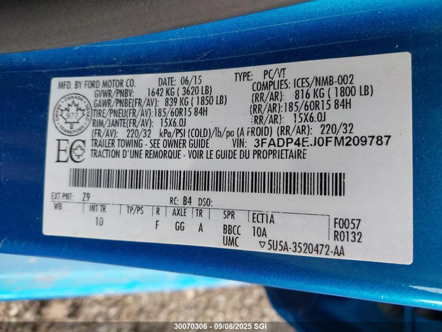 Ford Fiesta 2015 3FADP4EJ0FM209787 Image 9
