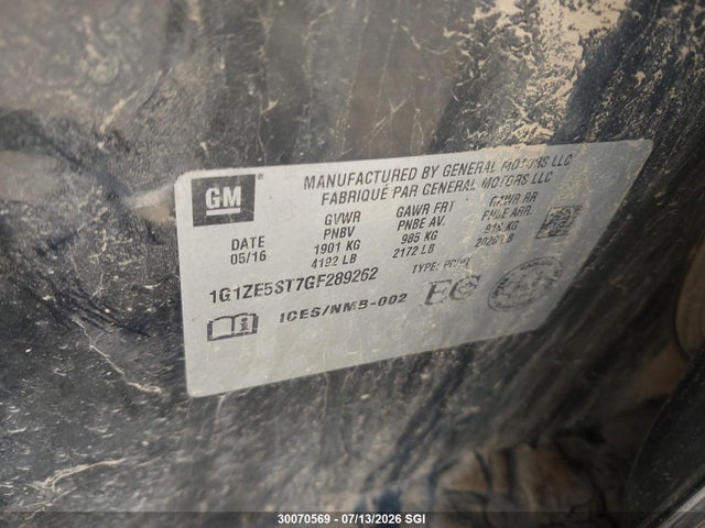 Chevrolet MALIBU LT 2016 1G1ZE5ST7GF289262 Image 9