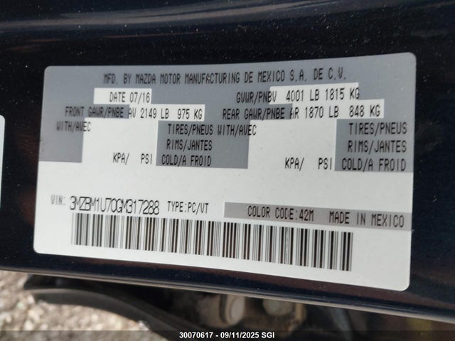 3MZBM1U70GM317288 Mazda pe