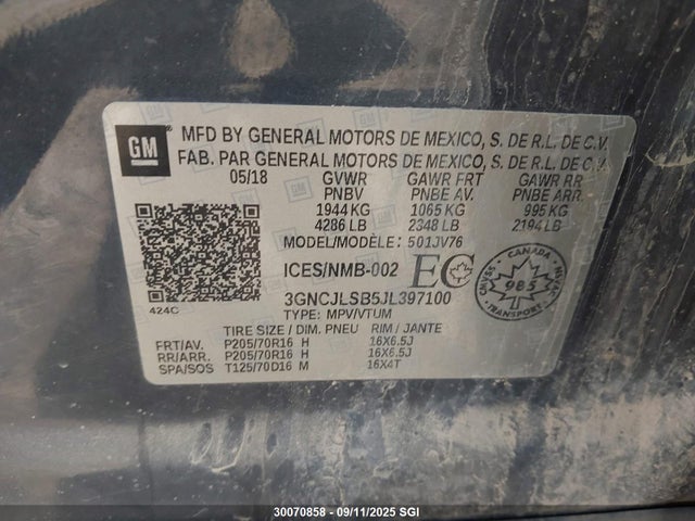 Chevrolet luv - mfi, variable valve timing, e85 max, alum 2018 3GNCJLSB5JL397100 Image 9