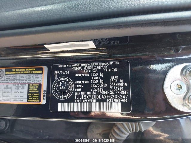 5XYZUDLAXFG233247 Hyundai dohc t-gdi theta-ii