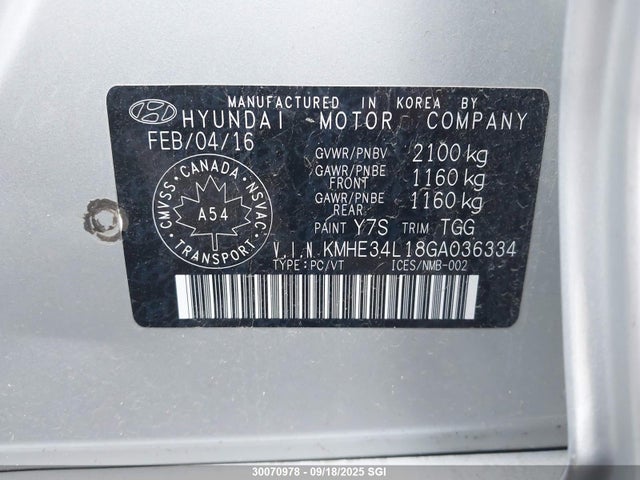 KMHE34L18GA036334 Hyundai dohc gdi nu
