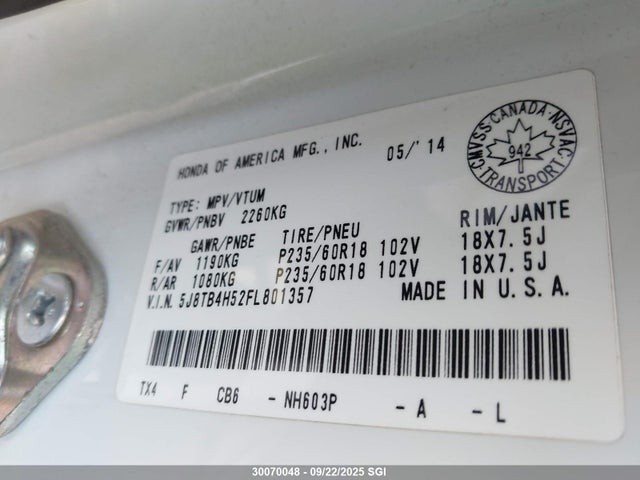 Acura j35z2 2015 5J8TB4H52FL801357 Image 9