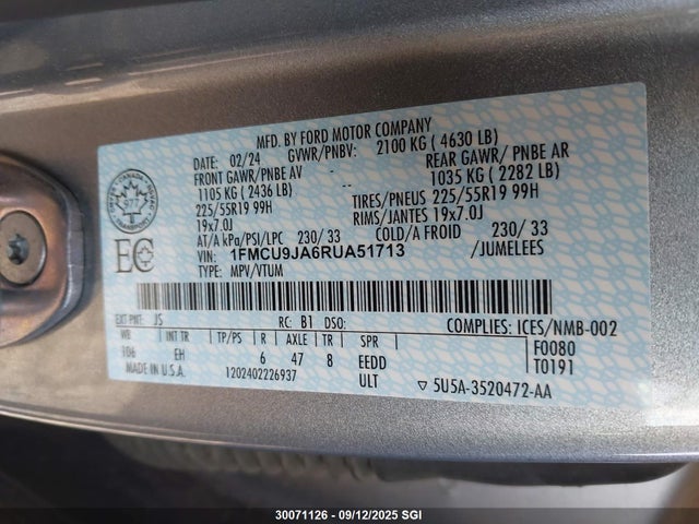 Ford gtdi a 2024 1FMCU9JA6RUA51713 Image 9