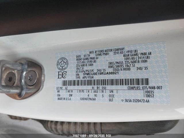1FMCU0E19RUA98921 Ford dura pfi atk