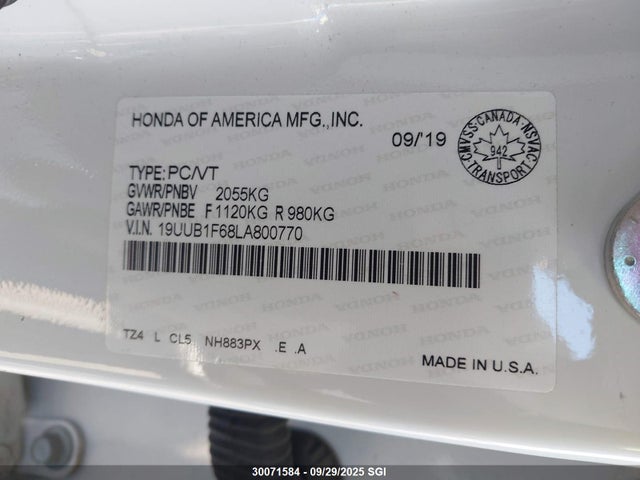 19UUB1F68LA800770 Acura k24w7