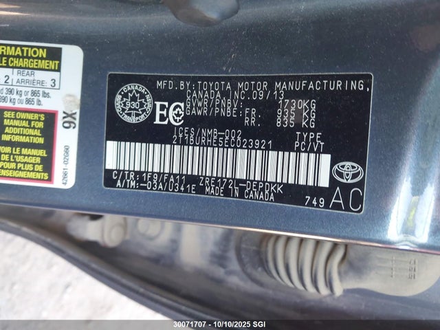 Toyota 2zr-fe 2014 2T1BURHE5EC023921 Image 9