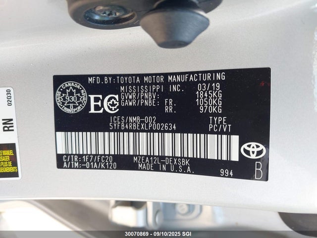 Toyota m20-fks 2020 5YFB4RBEXLP002634 Image 9