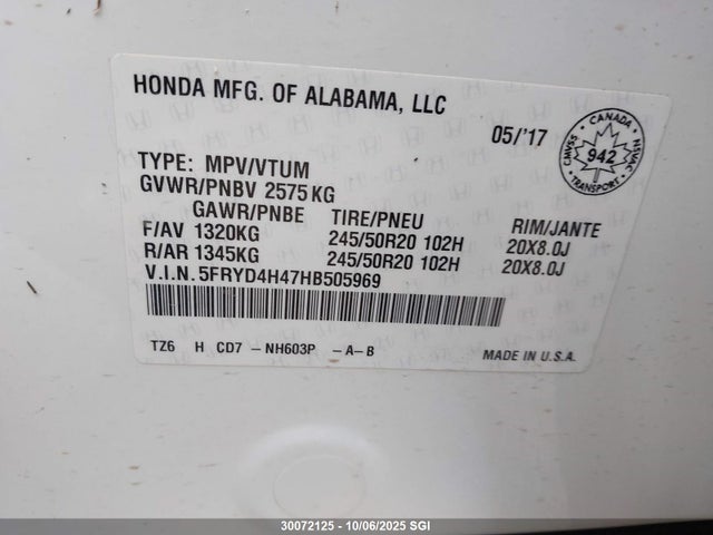 Acura j35y5 2017 5FRYD4H47HB505969 Image 9