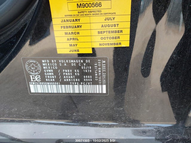 3VWC57BU5KM009961 Volkswagen 1.4 tsi