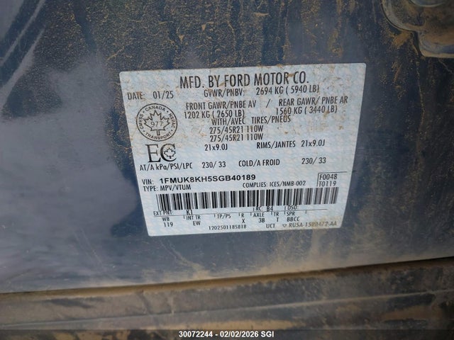 1FMUK8KH5SGB40189 Ford Explorer St-line