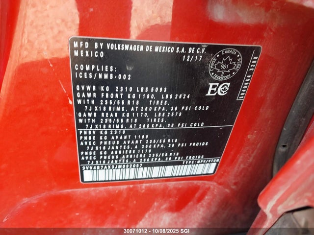 Volkswagen Tiguan 2018 3VV4B7AX3JM092057 Image 9