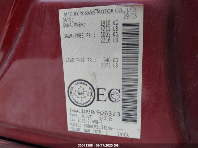 1N4AL3AP2FN906323 Nissan 2015
