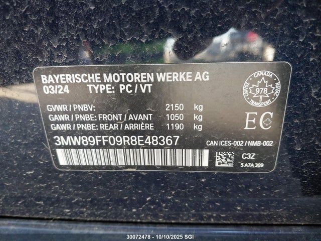 BMW 330I 2024 3MW89FF09R8E48367 Image 9