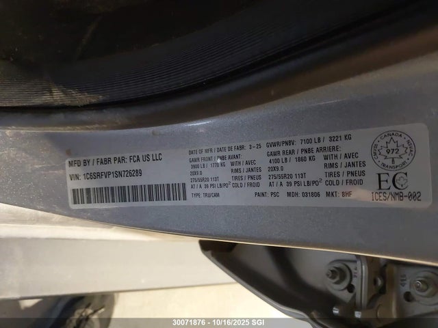 1C6SRFVP1SN726289 RAM 1500