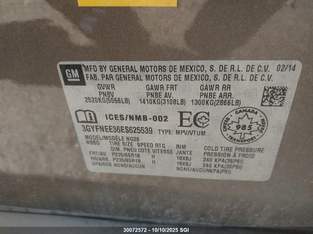 Cadillac lfx - vvt, e85 max, aluminum 2014 3GYFNEE36ES625539 Image 9