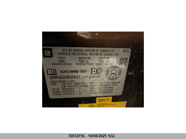 2GNFLGE35E6374137 Chevrolet lfx - vvt, e85 max, aluminum
