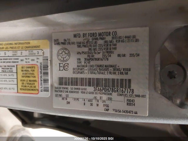 Ford 2016 2016 3FA6P0H78GR167178 Image 9